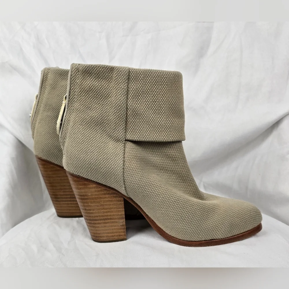 RAG & BONE Classic Newbury Canvas Natural Ankle Boots Booties size 7.5 / 37.5